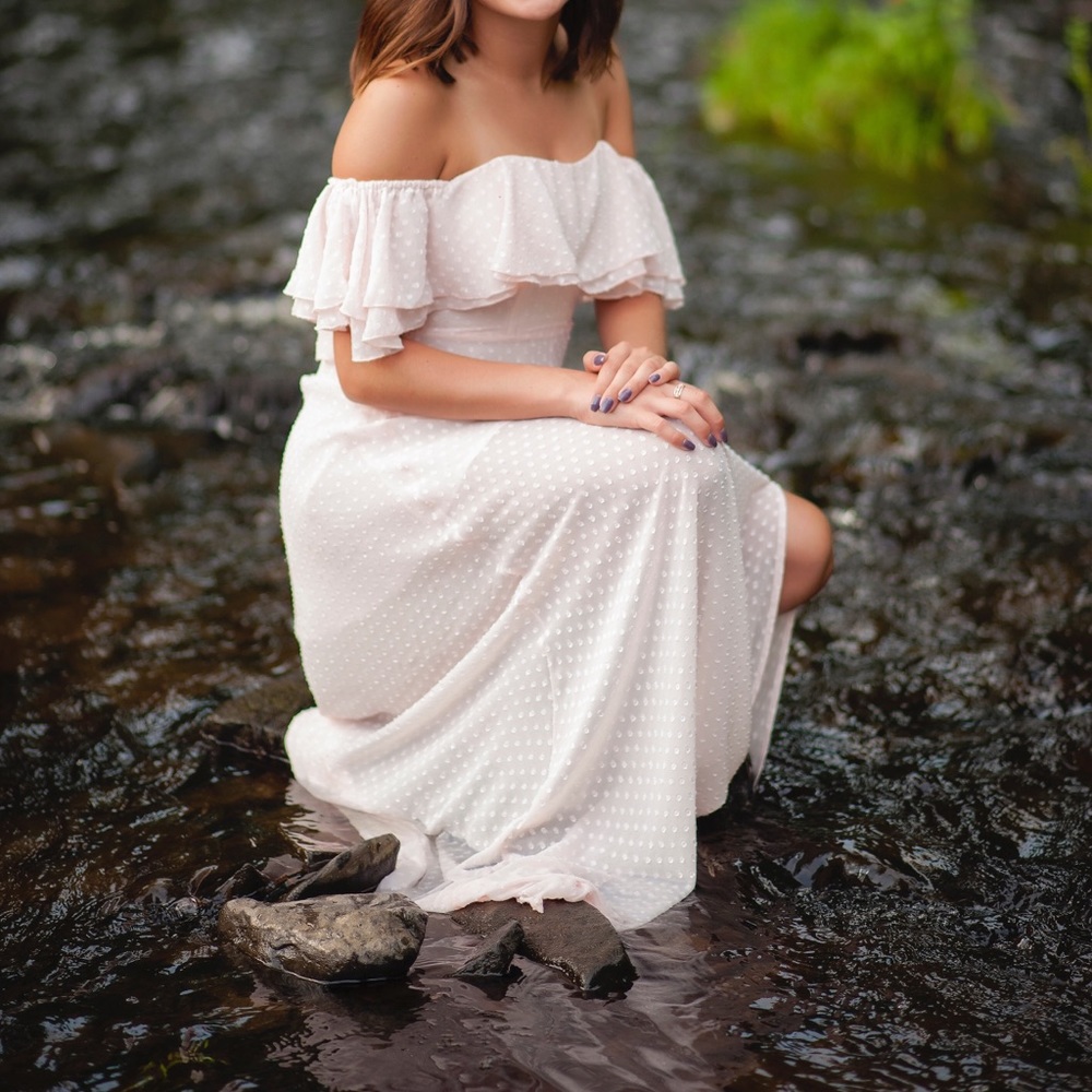 Pink maxi dress with dots